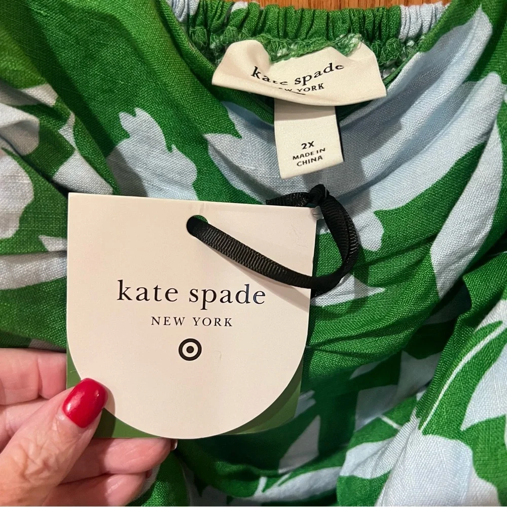 Kate Spade‎ x Target Rose Floral Linen Fit Flare Midi Skirt & Ruched Top Set 2X